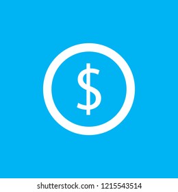 Dollar icon on blue background. vector illustration