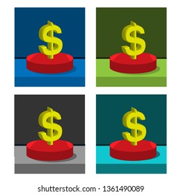 Dollar icon on the circle, stock icon