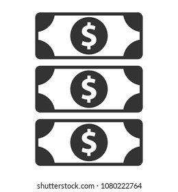 dollar icon on white background in a flat isolated style.