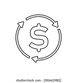 dollar icon on a white background, vector illustration