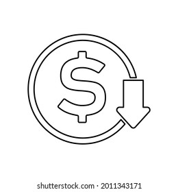 dollar icon on a white background, vector illustration