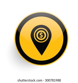 Dollar icon on yellow button background,clean vector