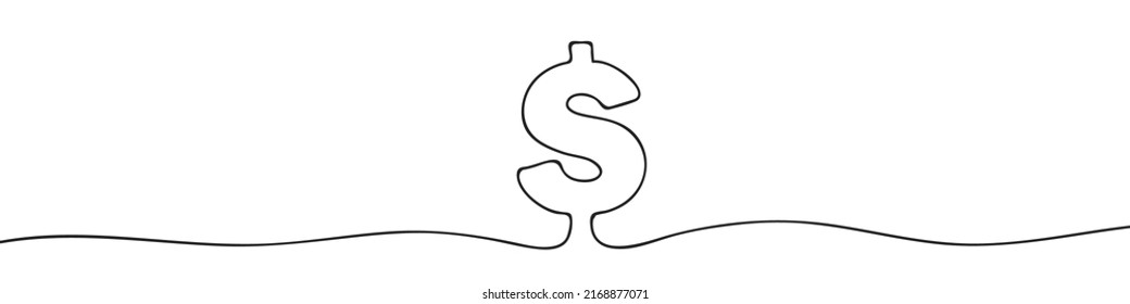 Dollar icon in one line. continuous line. The concept of money, earnings and wealth. Vector illustration
