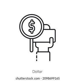 dollar icon. Outline style icon design isolated on white background