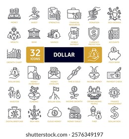 Dollar icon pack.The dollar symbol collection icon. Perhaps the most recognizable money in the world