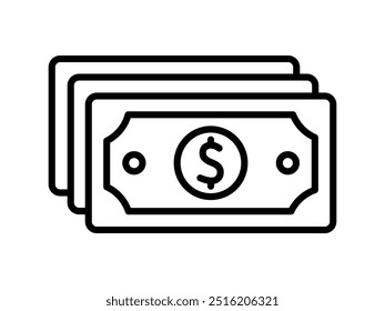 dollar icon. paper money line design isolated on white background.