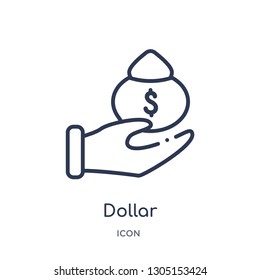 dollar icon from payment outline collection. Thin line dollar icon isolated on white background.