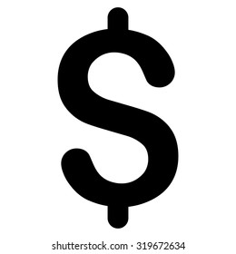 Dollar icon from Primitive Set. This isolated flat symbol is drawn with black color on a white background, angles are rounded.