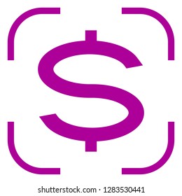 Dollar icon in purple focus White background