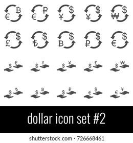 Dollar. Icon set 2. Gray icon on white background.