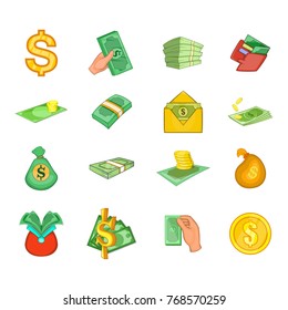 Dollar icon set. Cartoon set of dollar vector icons for your web design isolated on white background