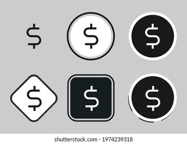 dollar icon set. Collection of high quality black outline logo for web site design and mobile dark mode apps. Vector illustration on a white background	