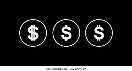 Dólar, conjunto de iconos. Plantilla de diseño de icono de dólar. Icono de dólar, símbolo de dinero para App financieros y Sitios web.