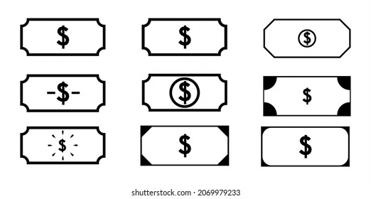 Dollar icon set. Money sign isolated, Vector illustration. Flat, isolated on white. EPS 10.