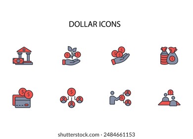 Dollar icon set.vector.Editable stroke.linear style sign for use web design,logo.Symbol illustration.