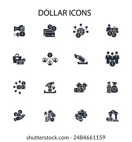 Dollar icon set.vector.Editable stroke.linear style sign for use web design,logo.Symbol illustration.