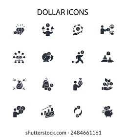 Dollar icon set.vector.Editable stroke.linear style sign for use web design,logo.Symbol illustration.