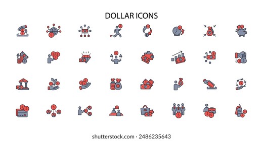 Dollar icon set.vector.Editable stroke.linear style sign for use web design,logo.Symbol illustration.