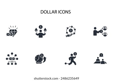 Dollar icon set.vector.Editable stroke.linear style sign for use web design,logo.Symbol illustration.