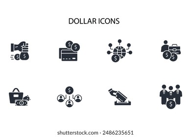 Icono de dólar set.Vector.Trazo editable.signo de estilo lineal para el uso de Diseño web,logo.Ilustración de símbolo.