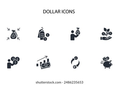 Dollar icon set.vector.Editable stroke.linear style sign for use web design,logo.Symbol illustration.