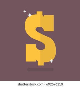 Dollar icon sign. Flat style vector illustration