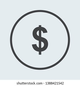 Dollar icon silver in circle . Vector illustration