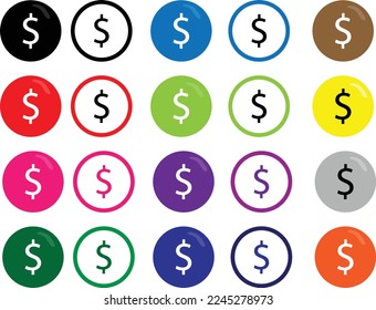 dollar icon, simple 2d web icons vector illustration on white background. eps