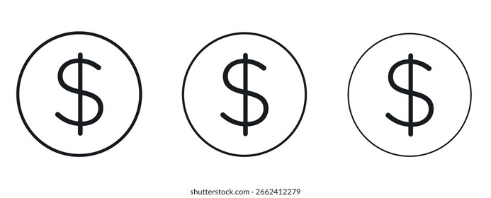 Icono de dólar diseño de línea simple - Ilustración vectorial simple