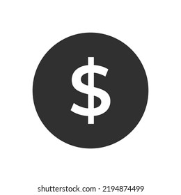 Símbolo sencillo del icono del dólar en círculo negro aislado en blanco. Plantilla de logotipo de diseño de letra S en dólares.