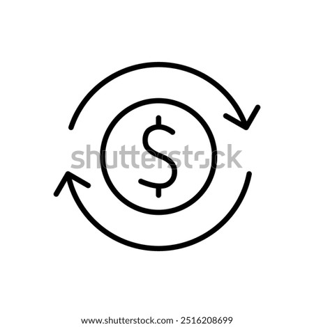 dollar icon. single icon. line design isolated on white background.
