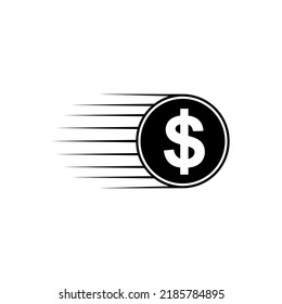 Dollar Icon Symbol, USD Fast Money Transfer. Vector Illustration