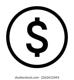 ilustración vectorial de símbolo de dólar. dinero, diseño de moneda en dólares aislado de fondo blanco. 