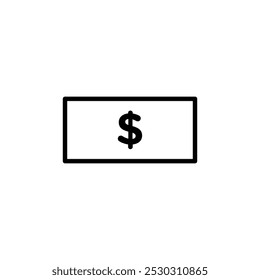 Icono del dólar Arte de línea delgada aislado