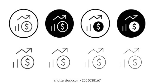 Dollar up icon Thin outline art symbol