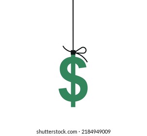 Dollar icon tied with rope. Economy concept.