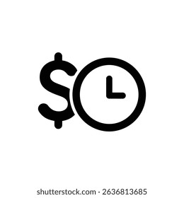 Dollar Icon with Time Clock for Financial Management