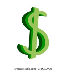 Dollar icon vector button on white. Vector illustration.