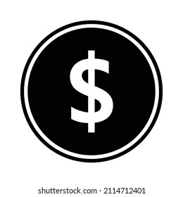 Dollar icon. Vector illustration of dollar coin. Money symbol isolated on white background.