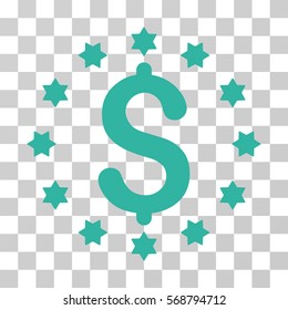Dollar icon. Vector illustration style is flat iconic symbol, cyan color, transparent background. Designed for web and software interfaces.