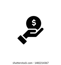Dollar icon vector. Dollar Money coin on hand icon for investment . Trendy Flat style for graphic design, Web site, UI. EPS10. - Vector illustration