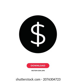 Vector de icono del dólar. Signo de dinero