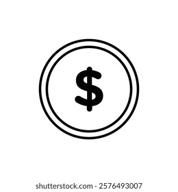 Dollar icon vector outline logo sign