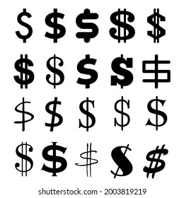 Dollar icon vector set. Money illustration sign collection. Finance symbol or logo.