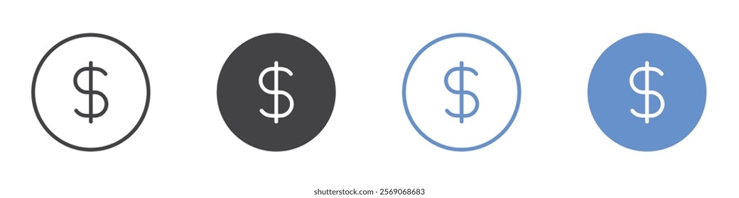 Dollar icon vector symbol outline sign