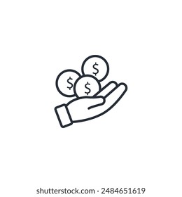 Icono de dólar. Vector.Trazo editable.signo de estilo lineal para el uso Diseño web,logo.Ilustración de símbolo.