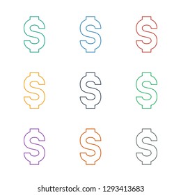 dollar icon white background. Editable line dollar icon from e-commerce. Trendy dollar icon for web and mobile.