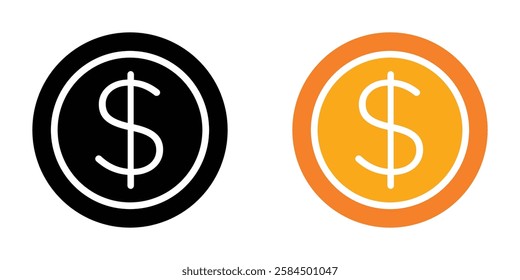 Dollar icons pack in black and colored version