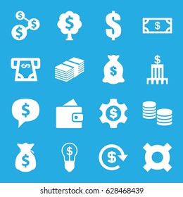 Dollar icons set. set of 16 dollar filled icons such as wallet, Money, ATM money withdraw, bank