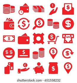 Dollar icons set. set of 25 dollar filled icons such as coin, money, wallet, atm money withdraw, coin, wallet, creadit card payment, piggy bank
